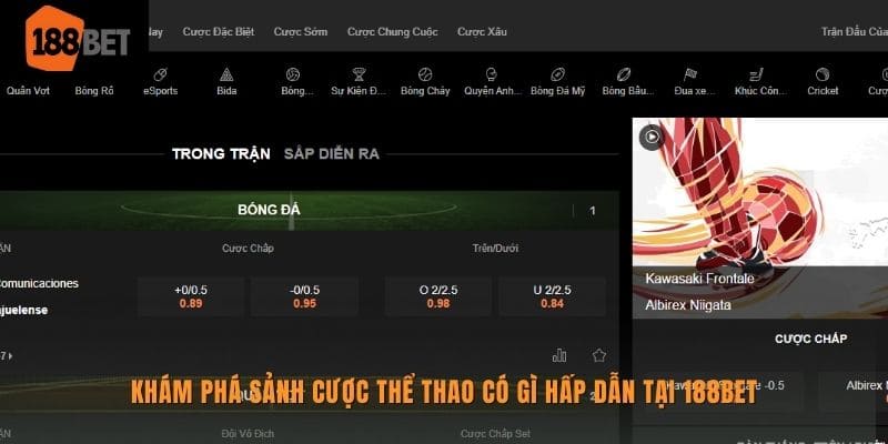 Sảnh cược thể thao tại nhà cái 188bet